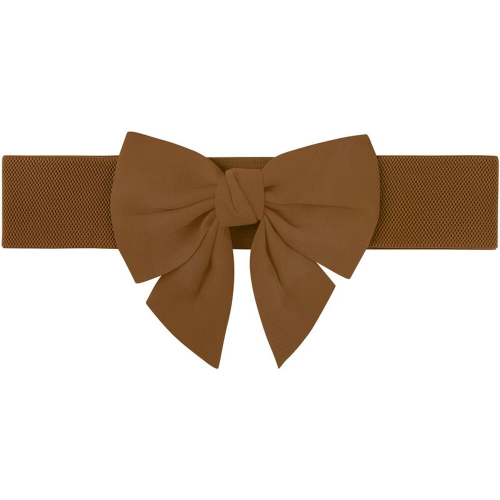 Plus Size Elastic Wide Belt Dress Bowknot Waistband Decoration Belts Coffee